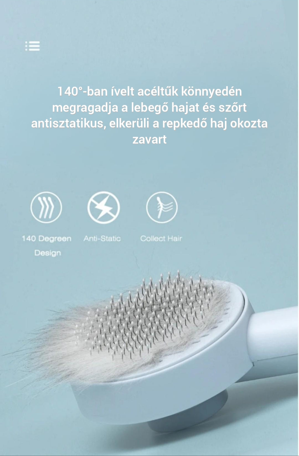 Öntisztító szőrápoló kefe